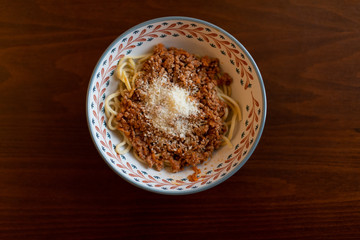Spaghetti Bolognese served in a bowl