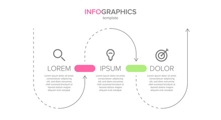 Vector infographic label template with icons. 3 options or steps. Infographics for business concept. Can be used for info graphics, flow charts, presentations, web sites, banners, printed materials.