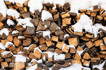 Background image - firewood in the snow