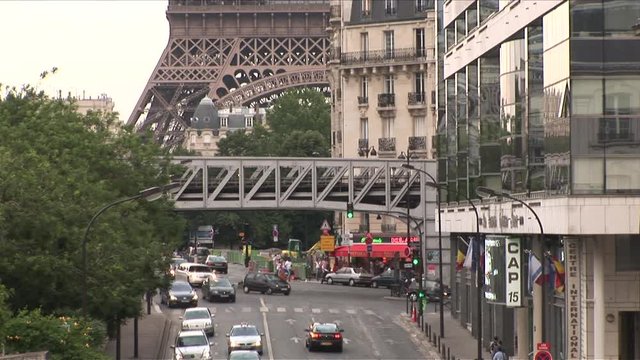 View of Metro train in Paris France