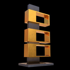 Obraz premium Showcase Displays Retail Shelves Stand. Trade show booth. 3d render illustration on black background. Template mockup for your design.