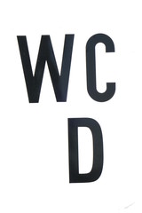 Schwarzes Toilettenschild WC