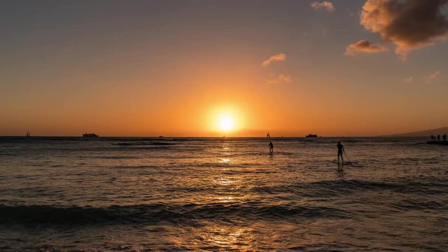 Time Lapse Sonnenuntergang Waikiki Beach Hawaii