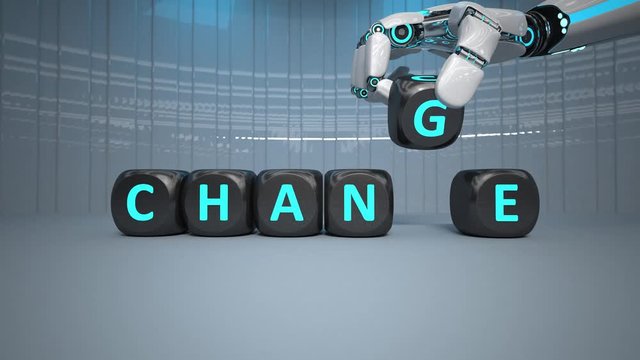 Roboter Hand Cubes Change Chance 4k Animation
