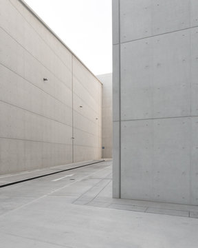 Vast concrete minimalist brutalist site, empty