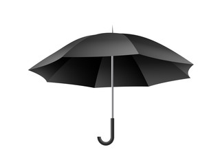 Beautiful realistic black umbrella vector on white background.