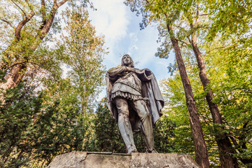 Lancut castle. Statue in Park surrounding the castle