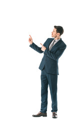 executive businessman presenting showing isolated on white