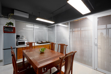Chinese style furniture in the pantry interior, in the office