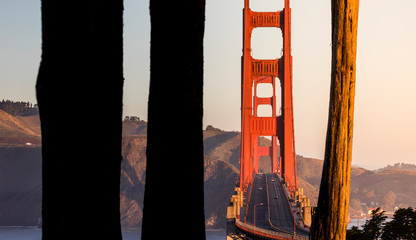 Golden Gate Bridge during Sunrise. San Franciasco, California, USA