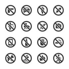 prohibition signs icon set