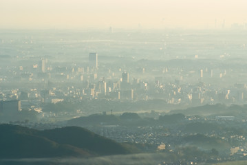 Morning light and buildings in the Kanto Plain - 朝の光と関東平野のビルたち