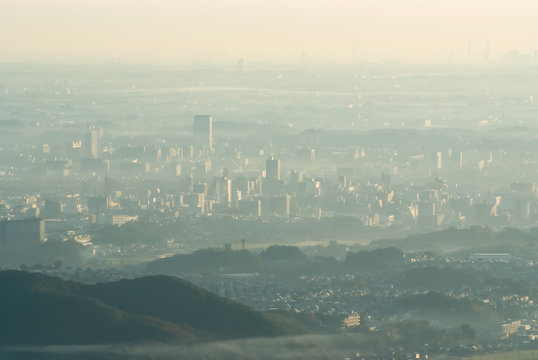 Morning light and buildings in the Kanto Plain - 朝の光と関東平野のビルたち