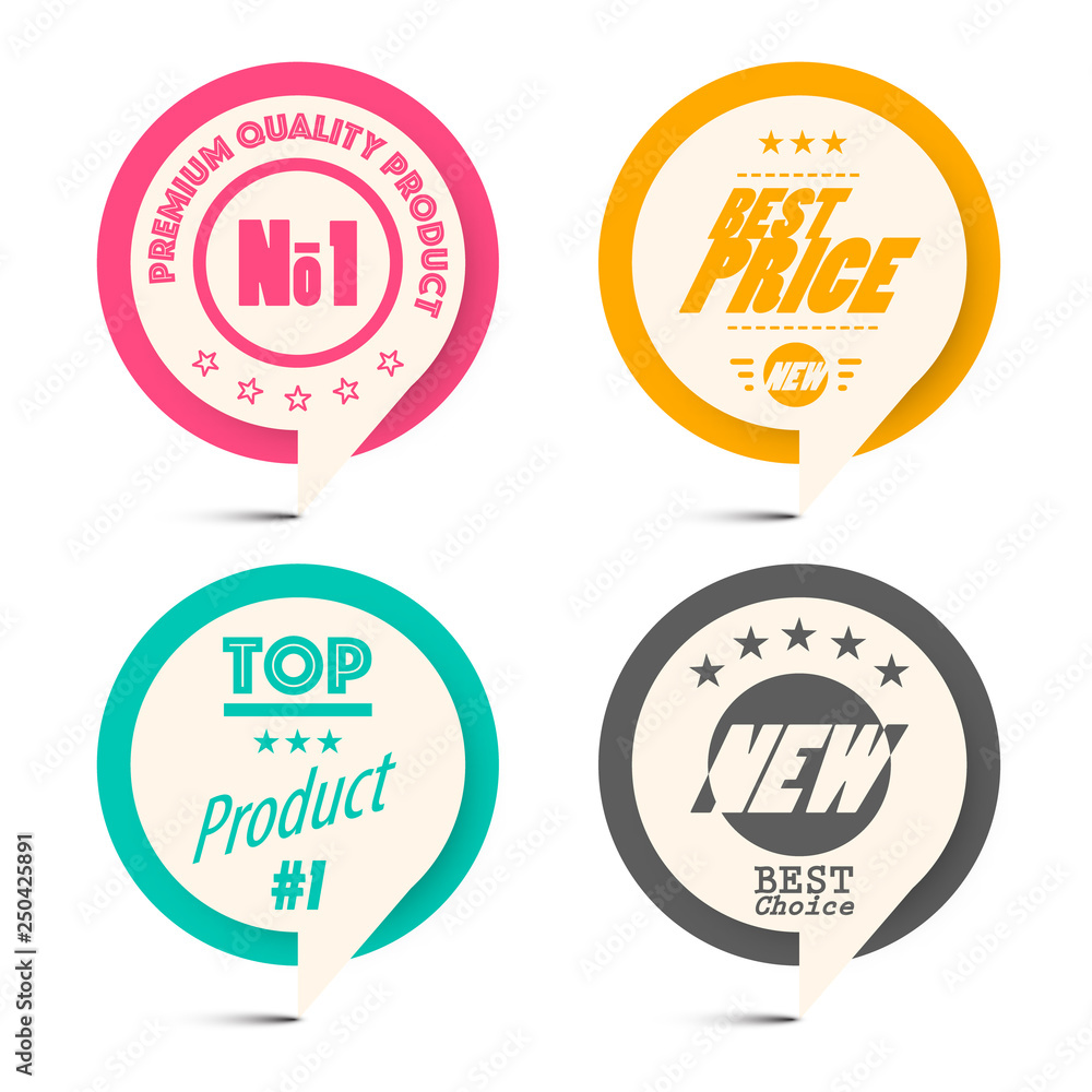 Poster circle paper retro labels set. business vector label set.