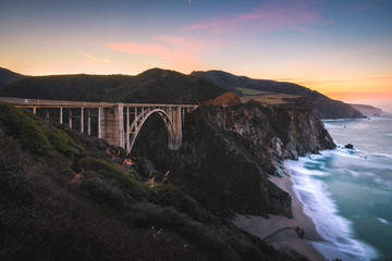 Bixby creek Bridge during sunrise. Big Sur, California, USA  © stefanotermanini