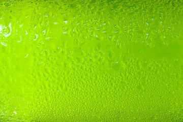 Water droplets on mineral water bottles.