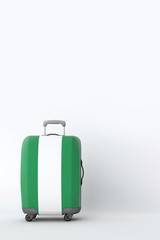 Travel suitcase with the flag of Nigeria. Holiday destination. 3D Render