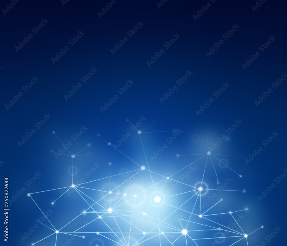 Poster futuristic polygonal style abstract vector network background for business, technology or science pr