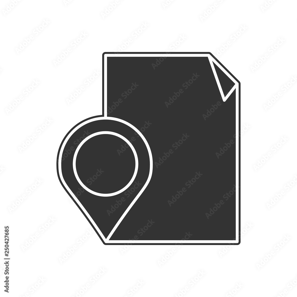 Poster pin and sheet of paper icon. element of navigation for mobile concept and web apps icon. glyph, flat