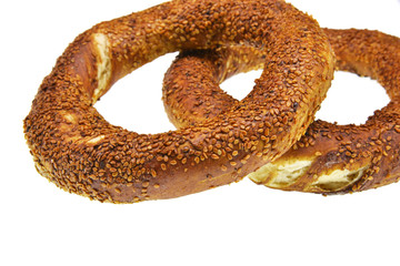 bagels on white background