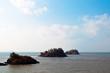 Three brother islands on the sea