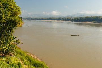 Mekong River in the background of the mountains, laos