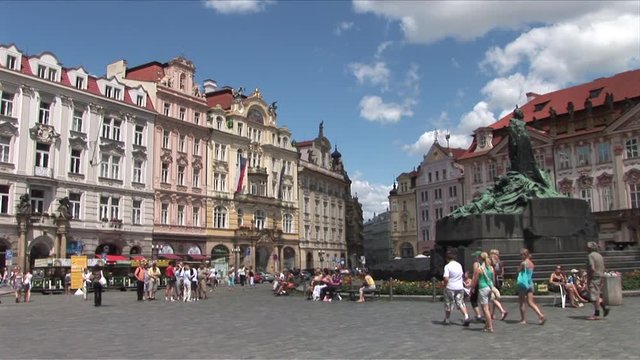 Jan Hus statue in Old Town Square in Prague Czech Republic