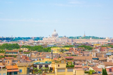 Fototapeta na wymiar Top view of Rome and Vatican city. Bright Sunny day. The architecture and landmarks of Rome, Italy.