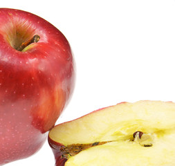 apple and slice of apple on white background