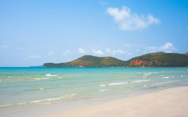 Wave & Sand beach background , holiday or relax in summer concept.