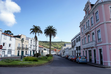 Street of the city of Horta on the island of Faial. Azores. 