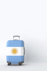 Travel suitcase with the flag of Argentina. Holiday destination. 3D Render