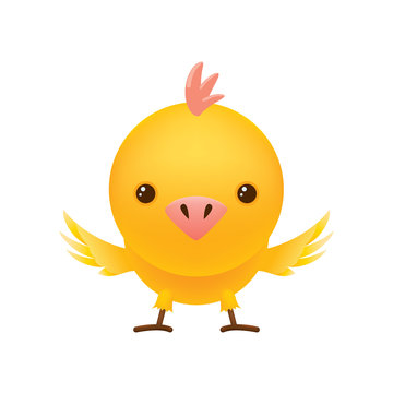 Cute chicken spread its wings. In a cartoon style. Vector character.