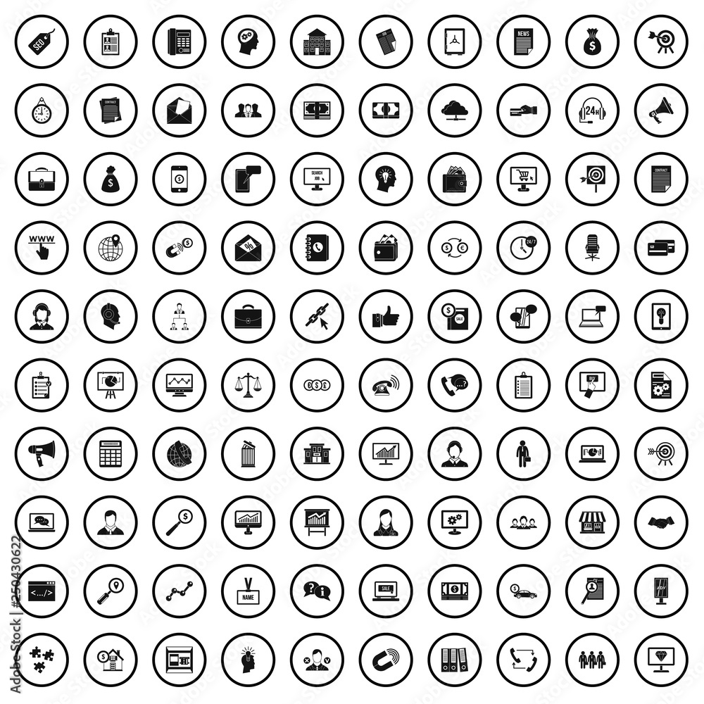Poster 100 commerce department icons set in simple style for any design vector illustration