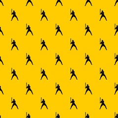 Baseball player with bat pattern seamless vector repeat geometric yellow for any design