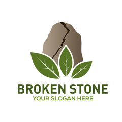 Broken stone leaf vector logo template
