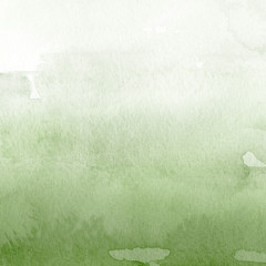 Green ink and watercolor textures on white paper background. Paint leaks and ombre effects. Hand painted abstract image. © artistmef