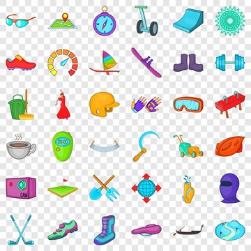 Sport life icons set. Cartoon style of 36 sport life vector icons for web for any design