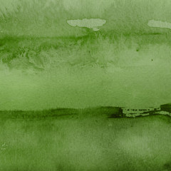 Green ink and watercolor textures on white paper background. Paint leaks and ombre effects. Hand painted abstract image.