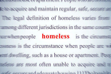 homeless focus on word