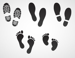 Footprints vector icon set.  - 250433063