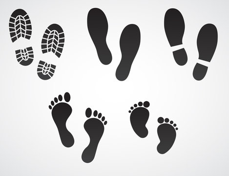 Footprints vector icon set. 