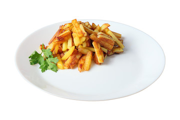 fried potatoes isolated