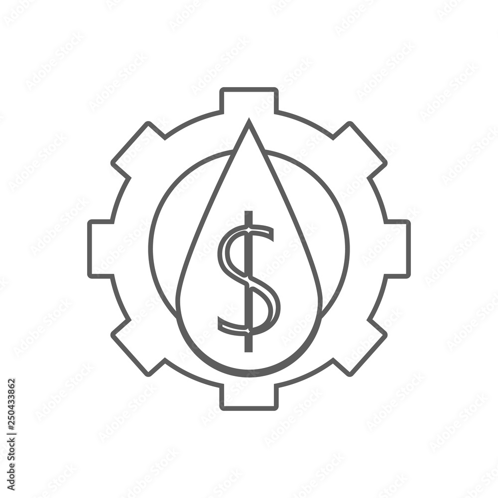 Poster gear and a drop of oil icon. element of oil for mobile concept and web apps icon. outline, thin line
