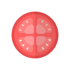 Cut tomato in a flat style.