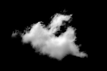 White cloud isolated on black background, Fluffy texture , Abstract smoke