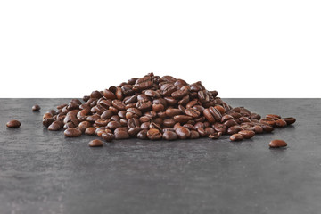 Brown coffee beans on black background - coffee beans
