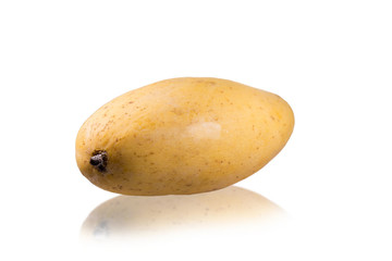 juicy yellow mango on white background