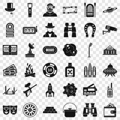 Games for adult icons set. Simple style of 36 games for adult vector icons for web for any design