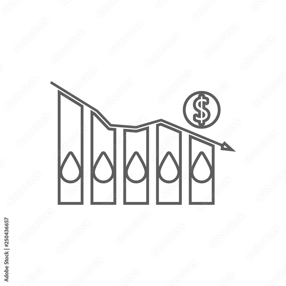Poster oil price falling down graph icon. element of oil for mobile concept and web apps icon. outline, thi